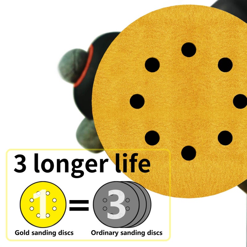 Faoyoon 5 Inch Sanding Discs Hook and Loop | 220 Grit Sandpaper | Orbital Sander Pads | Sand Paper for Automotive and Woodworking | 50 Pack - Image 3